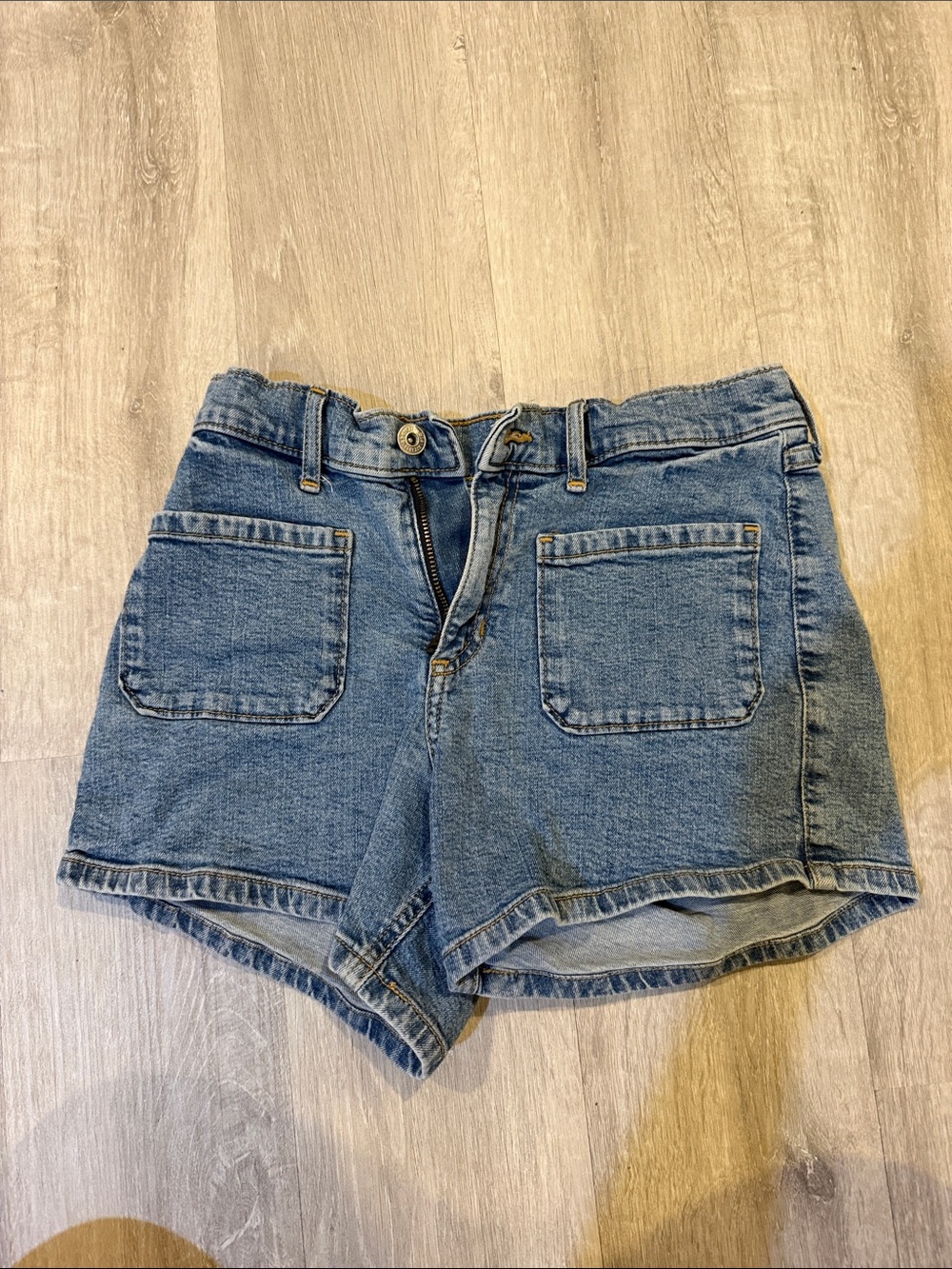 Abercrombie & Fitch Girls' Denim Patch-Pocket Shorts - Light Blue